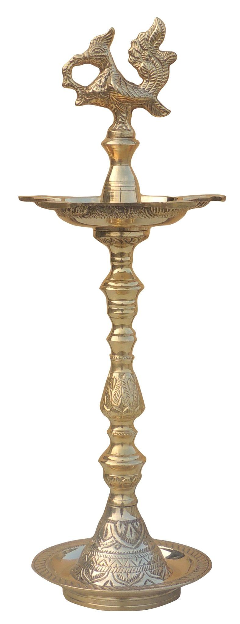 Brass Table Decor Mahabharat Oil Lamp, Deepak — 17"