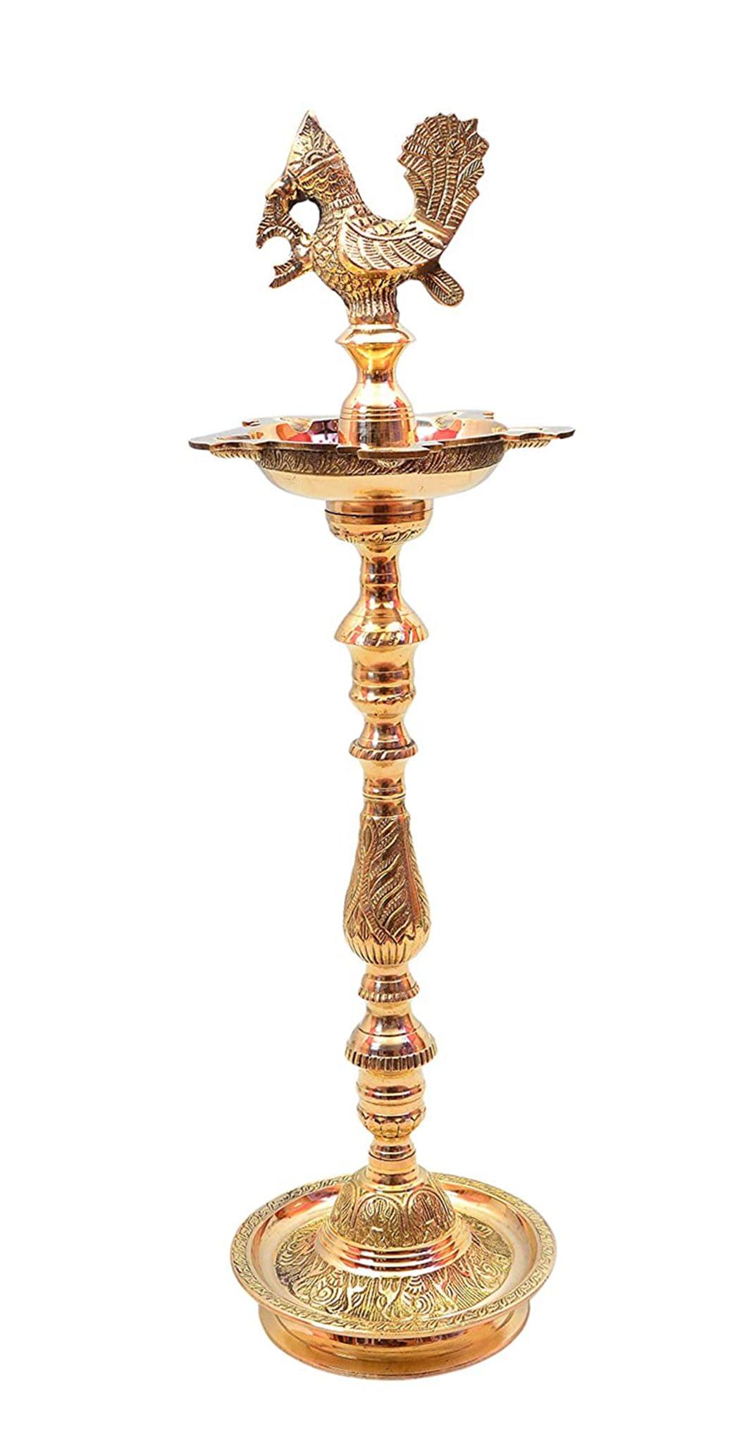 Brass Table Decor Mahabharat Oil Lamp Deepak — 24"
