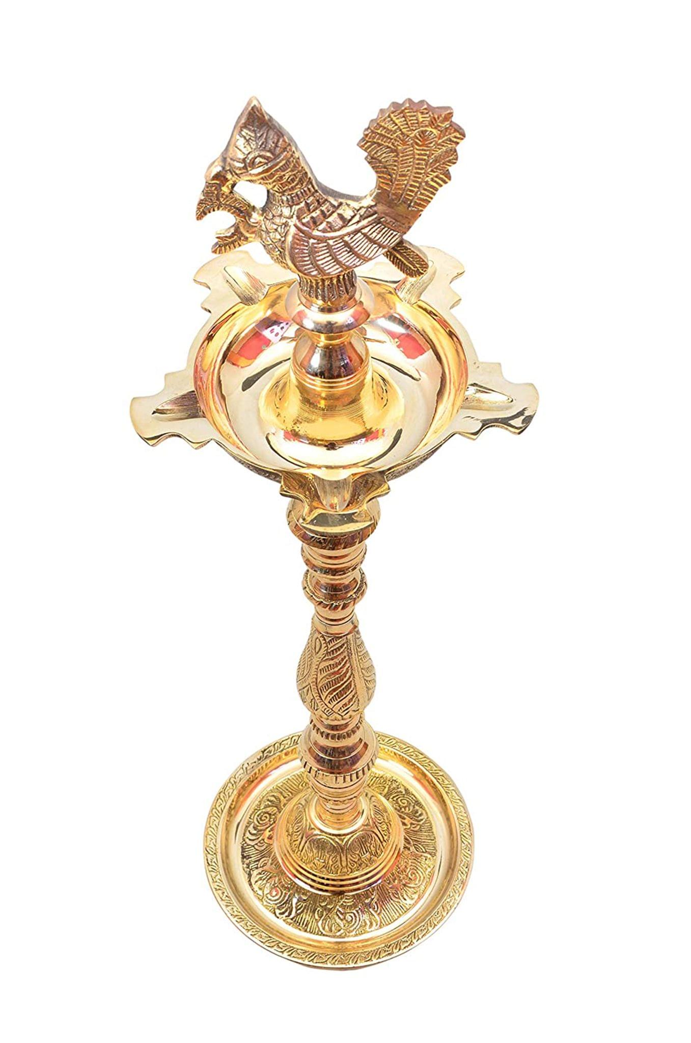 Brass Table Decor Mahabharat Oil Lamp Deepak — 24"