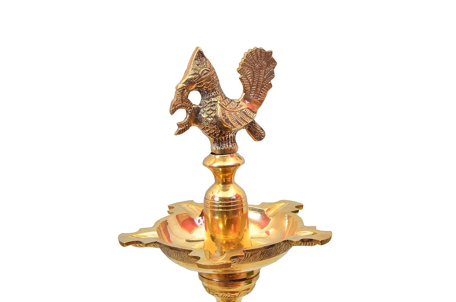 Brass Table Decor Mahabharat Oil Lamp, Deepak — 28.5"