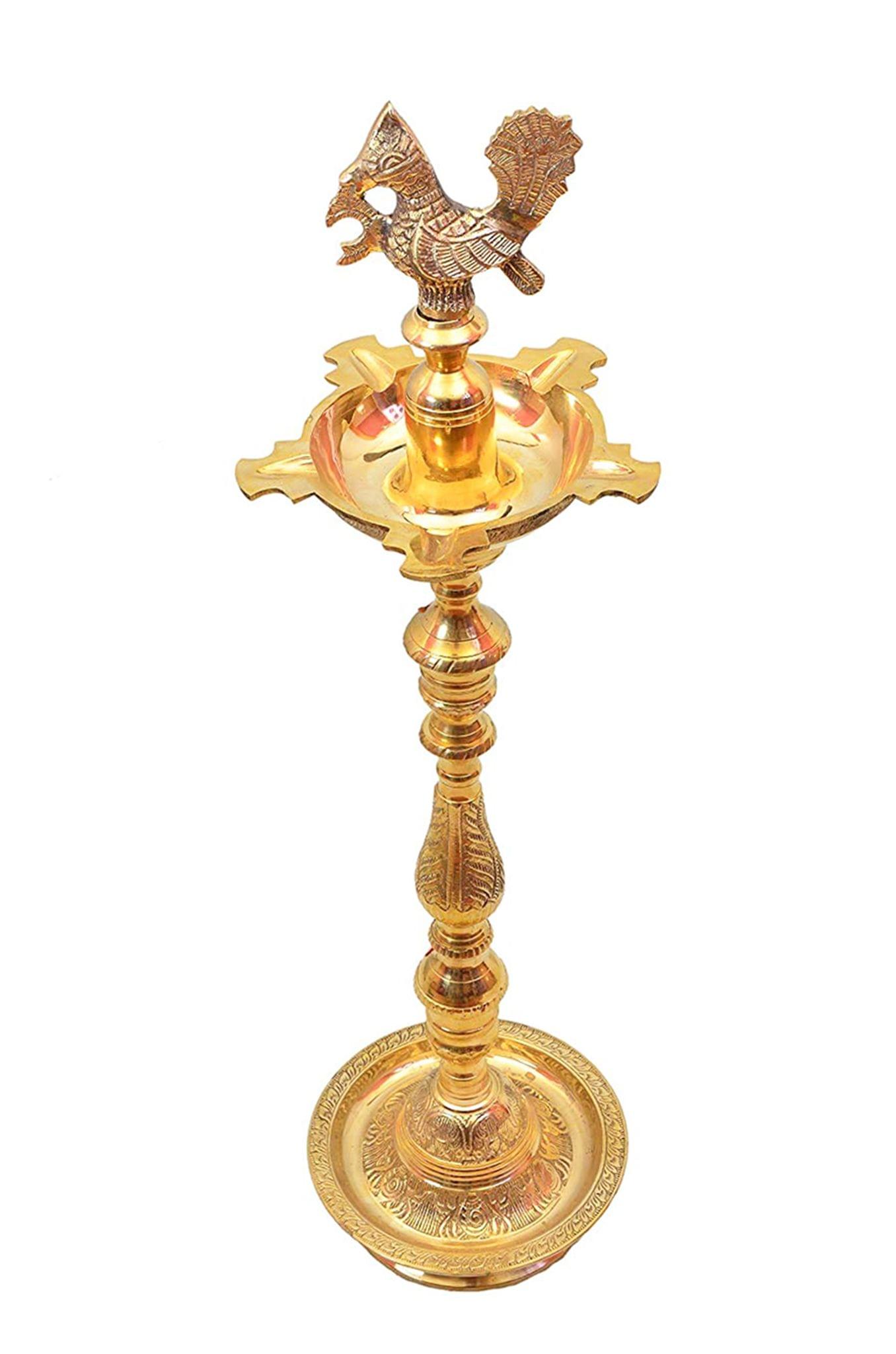 Brass Table Decor Mahabharat Oil Lamp Deepak — 36"