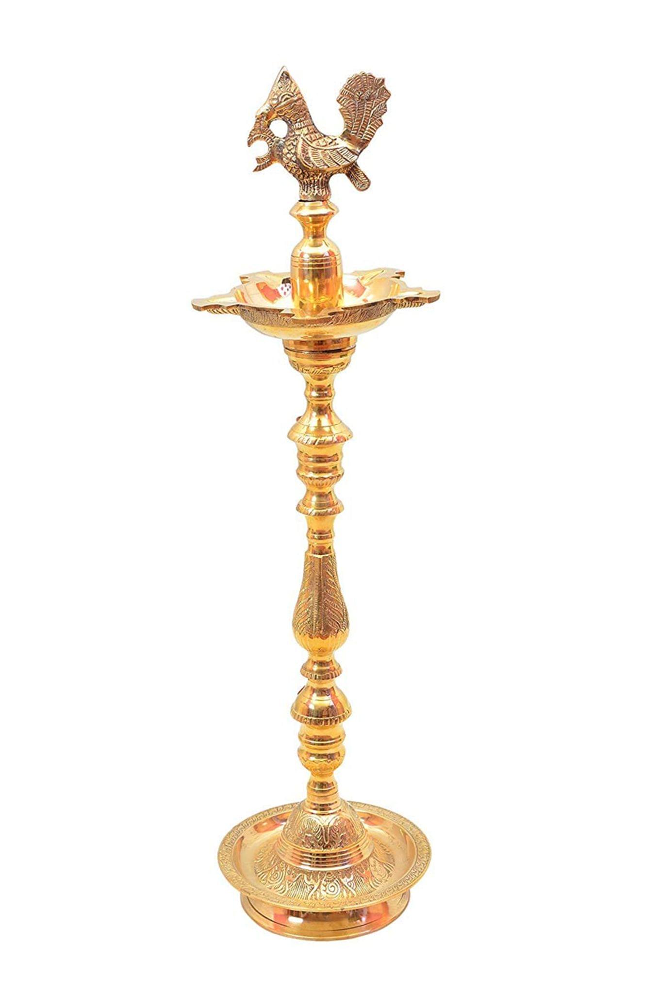 Brass Table Decor Mahabharat Oil Lamp Deepak — 36"