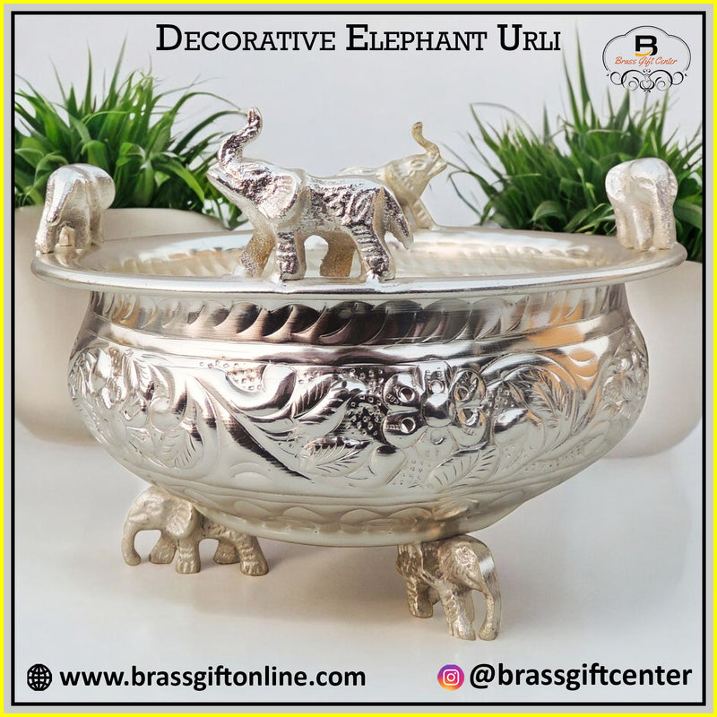 Brass Elephant Urli, Diwali Gifting Item — 4.7"