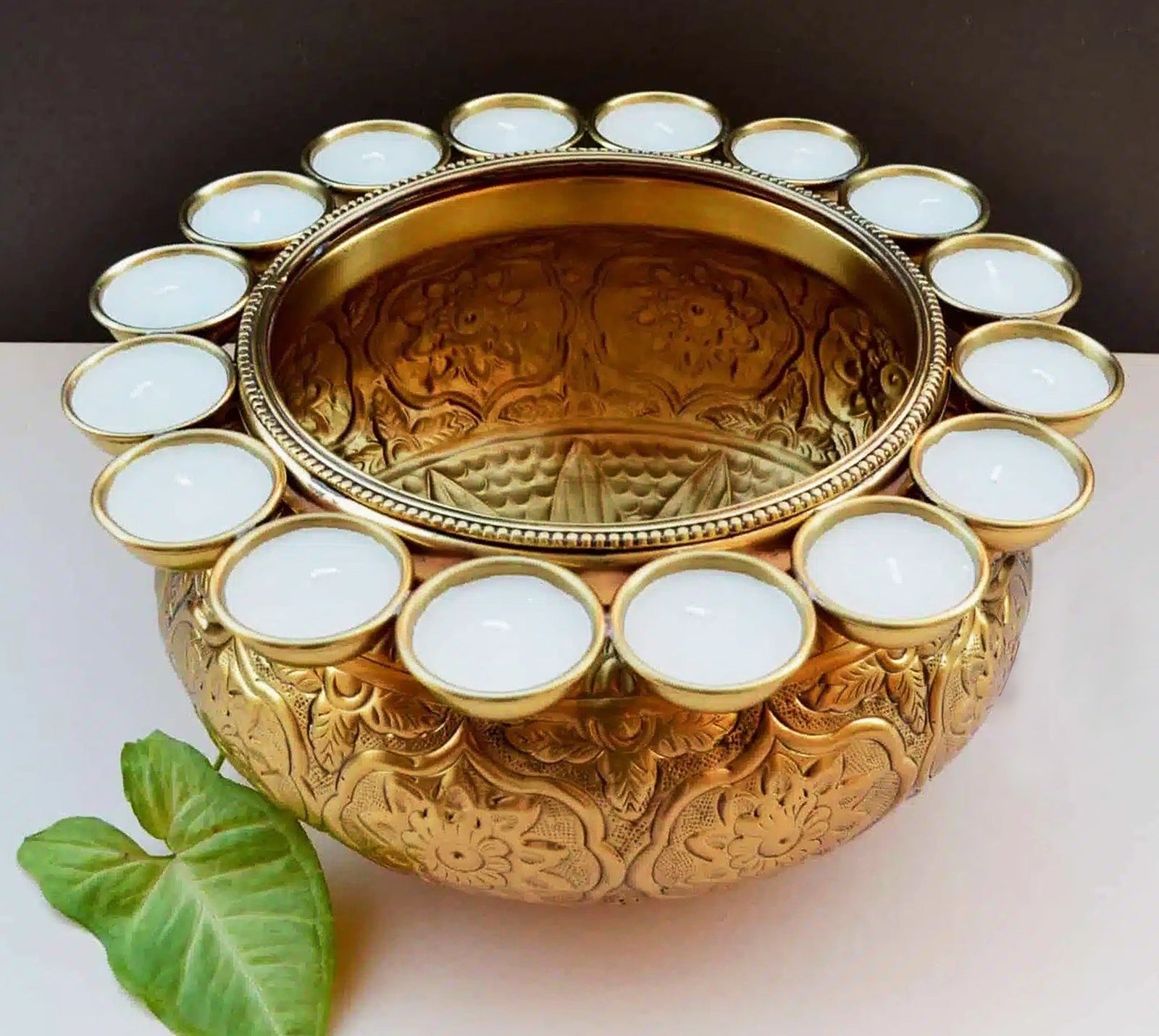 Brass Urli Candle, Diwali Gifting Item — 6.5"