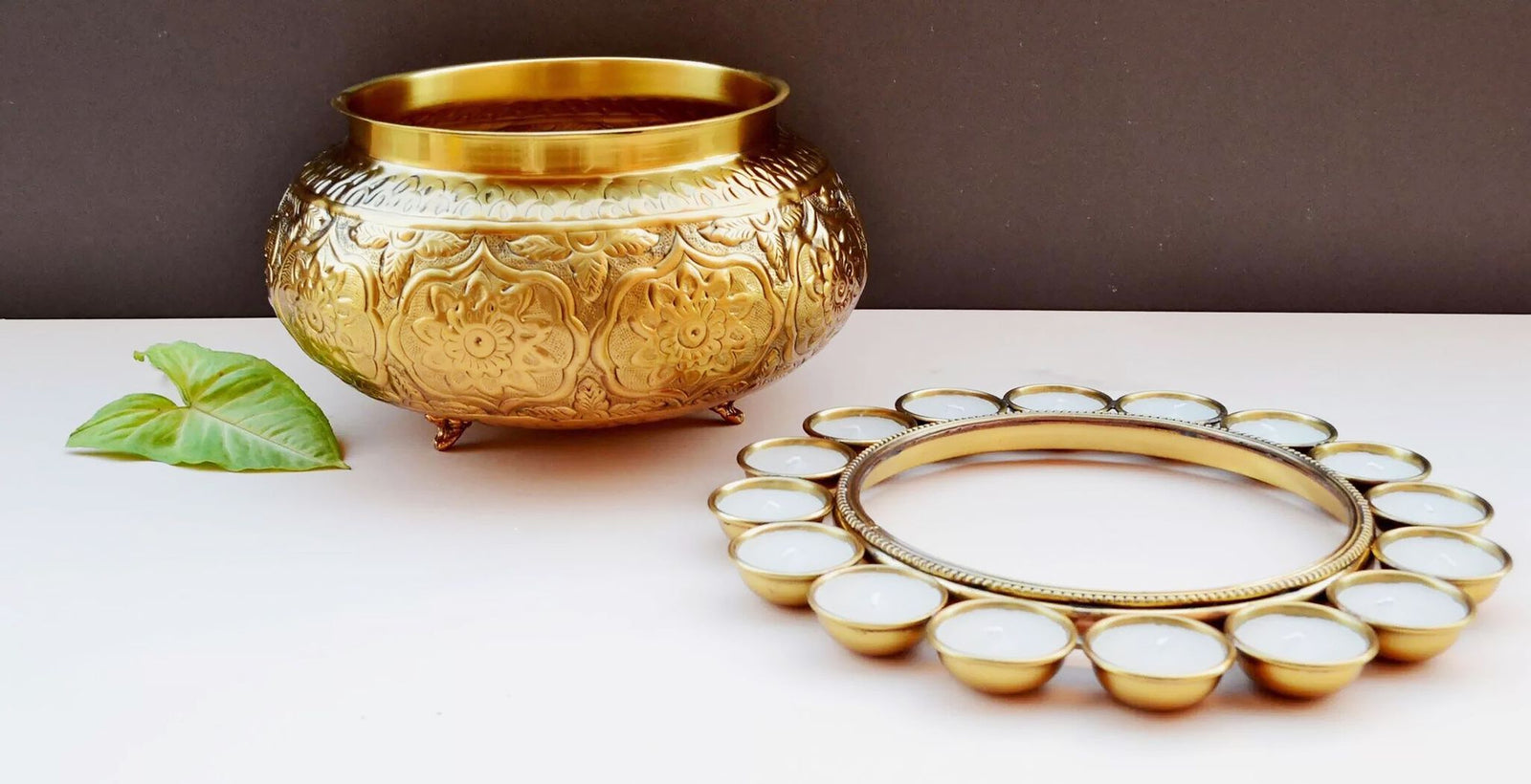 Brass Urli Candle, Diwali Gifting Item — 6.5"