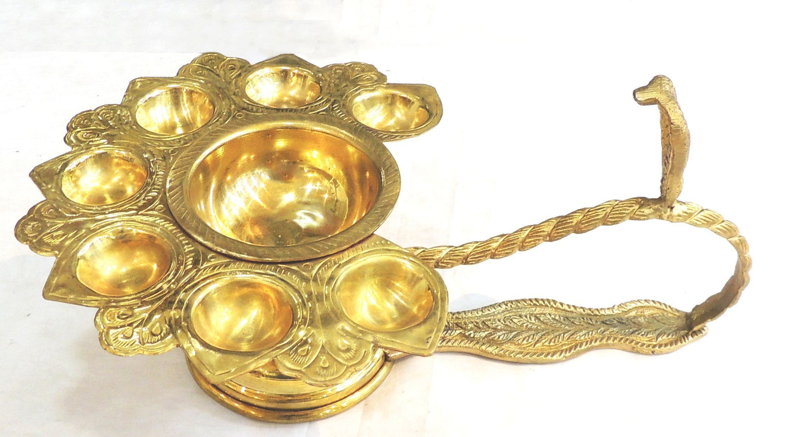 Brass Ganga Arti, 7 Wicks — 5.2"