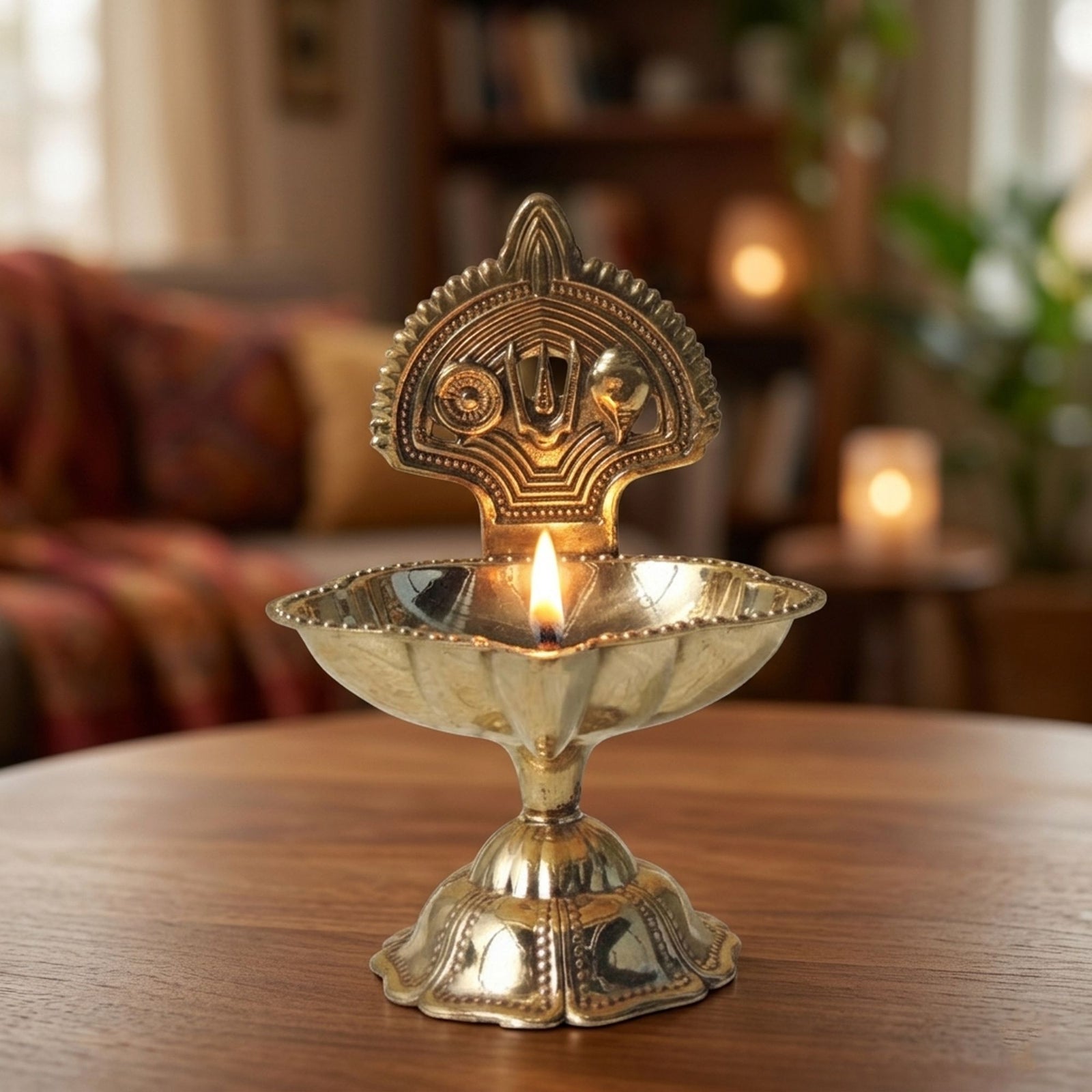Brass Table Decor Trishul Deepak No. 4 — 4.3"