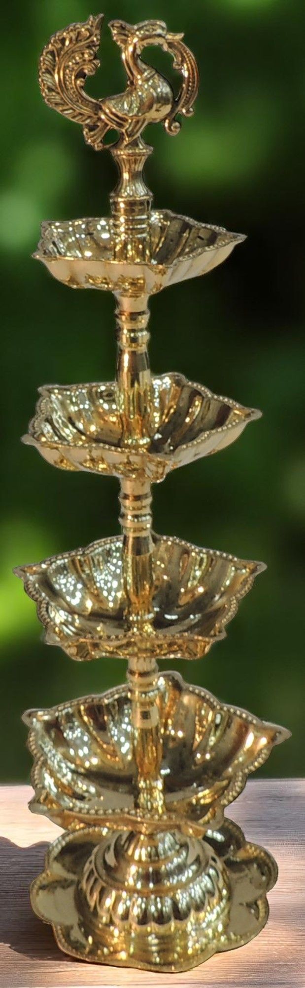 Brass Table Decor 4 Step Murga Deepak — 11"