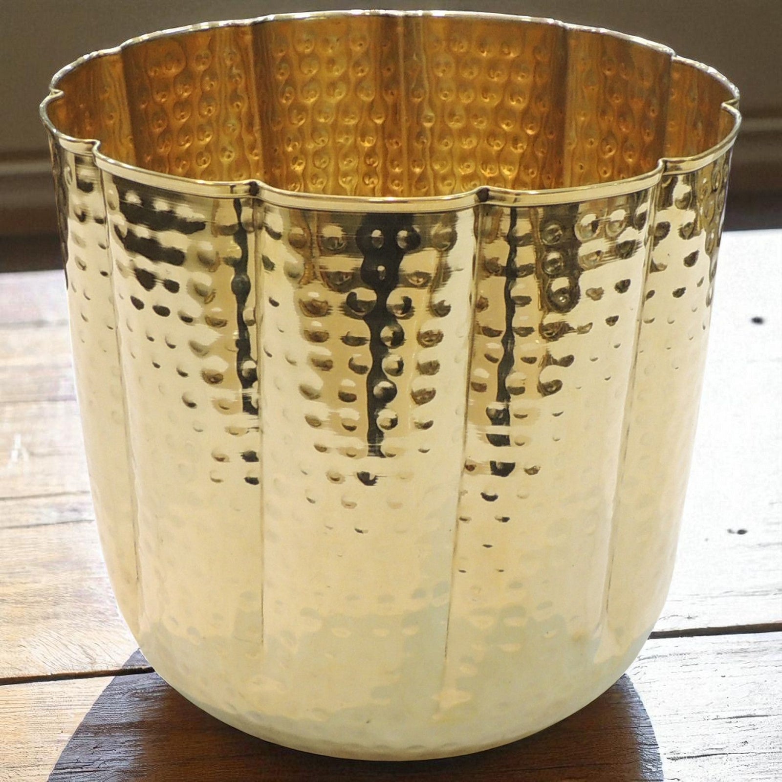 Brass Decor Hammered Planter — 9"