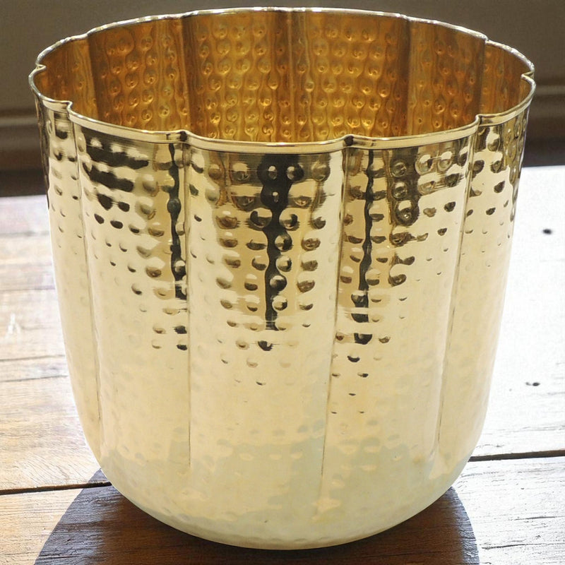 Brass Decor Hammered Planter — 9"