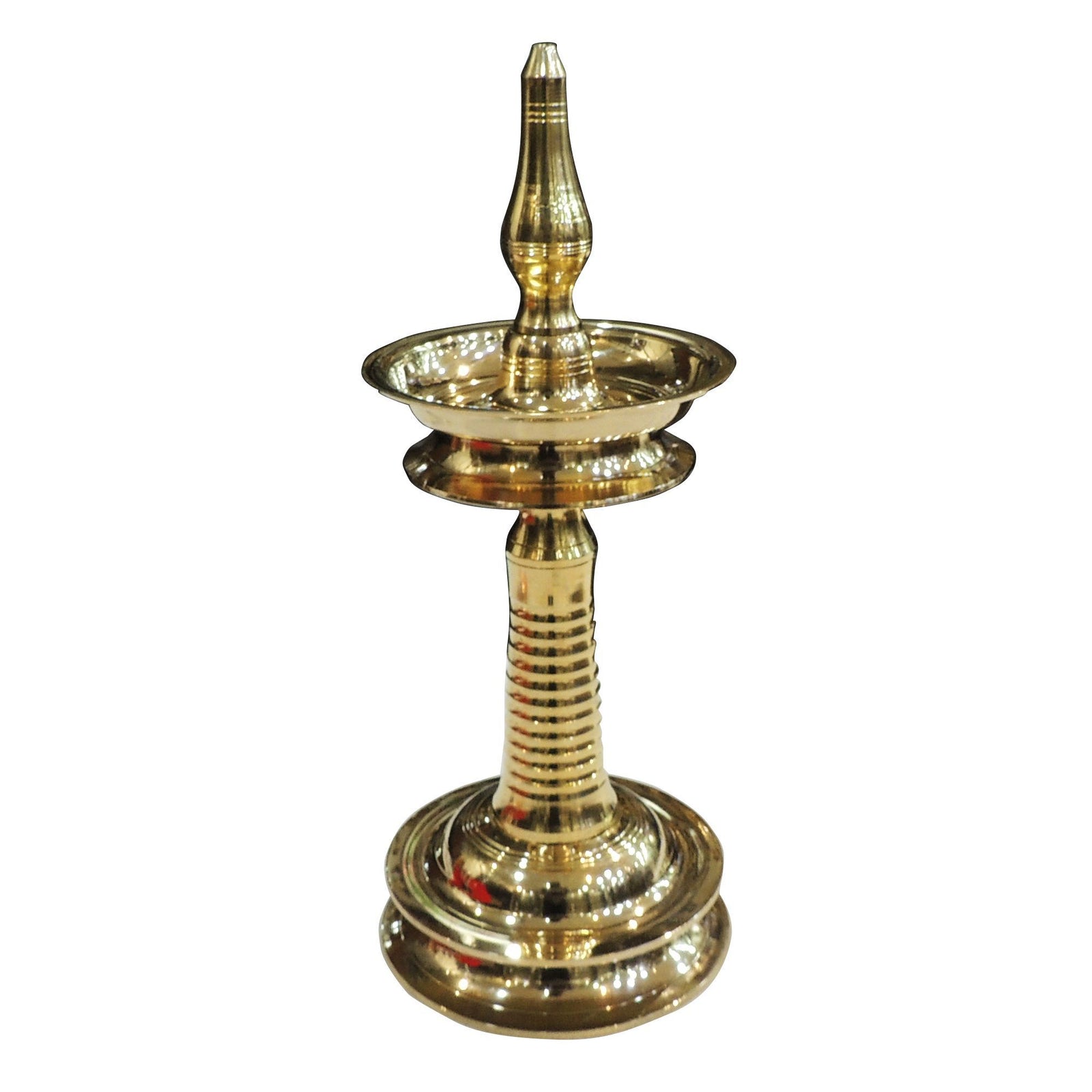 Brass Round Kerala Fancy Deepak, Oil Lamp — 14.5"