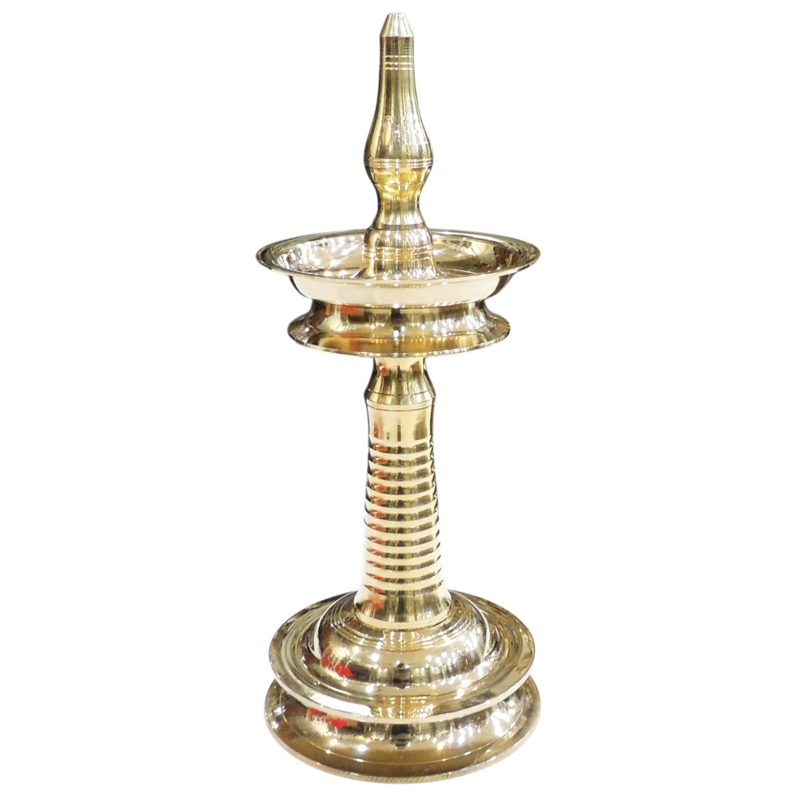 Brass Round Kerala Fancy Deepak, Oil Lamp — 14.5"