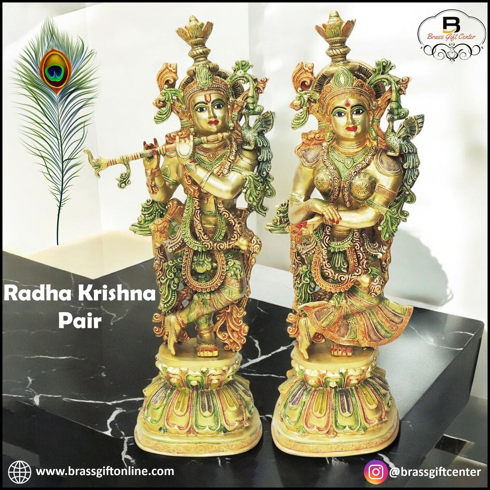 Brass Radha-Krishna — 36"