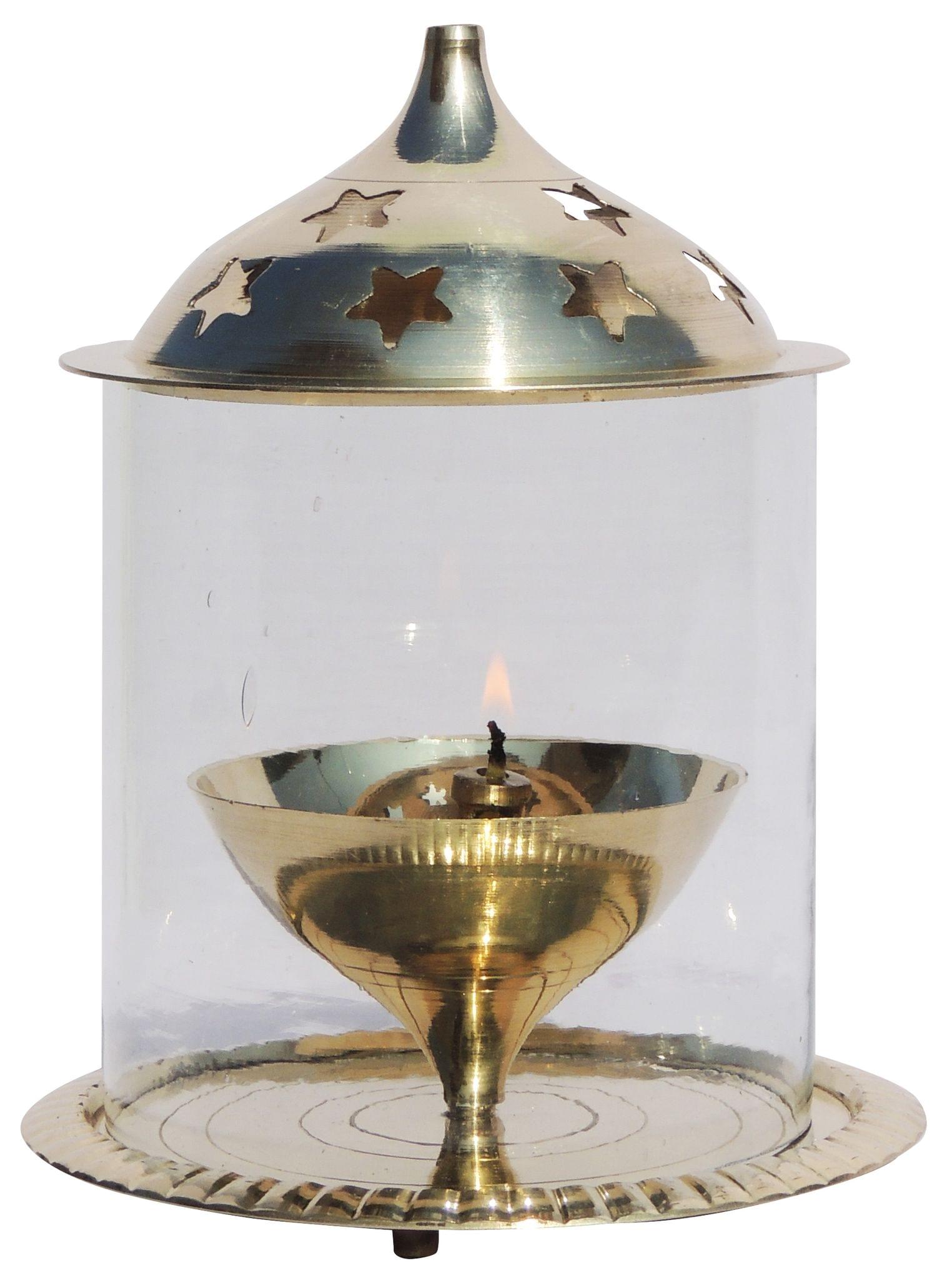 Brass Table Decor Oil Lamp Deepak Chimney — 5.7"