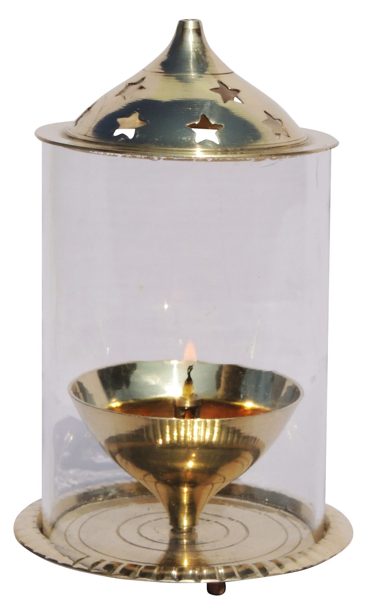 Brass Table Decor Oil Lamp Deepak Chimney (Z014/6) — 5.8"