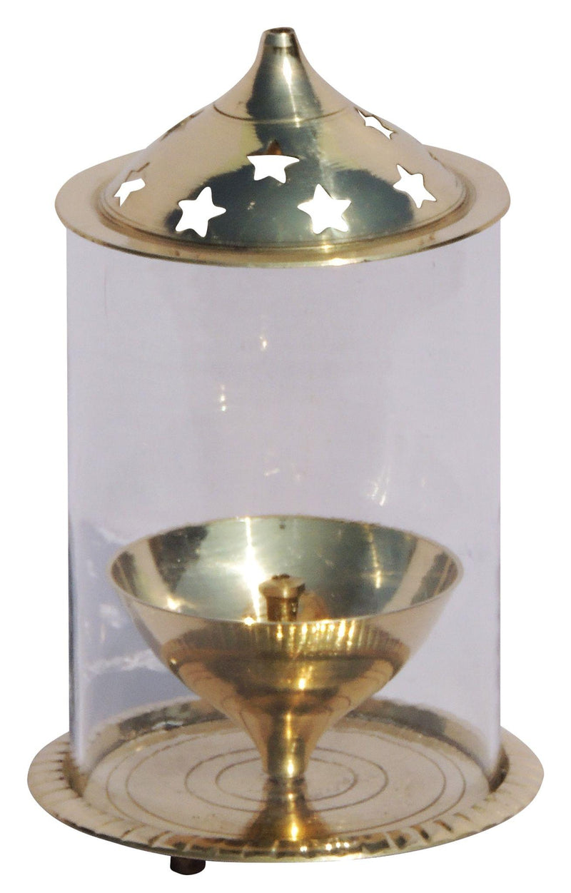 Brass Table Decor Oil Lamp Deepak Chimney (Z014/6) — 5.8"