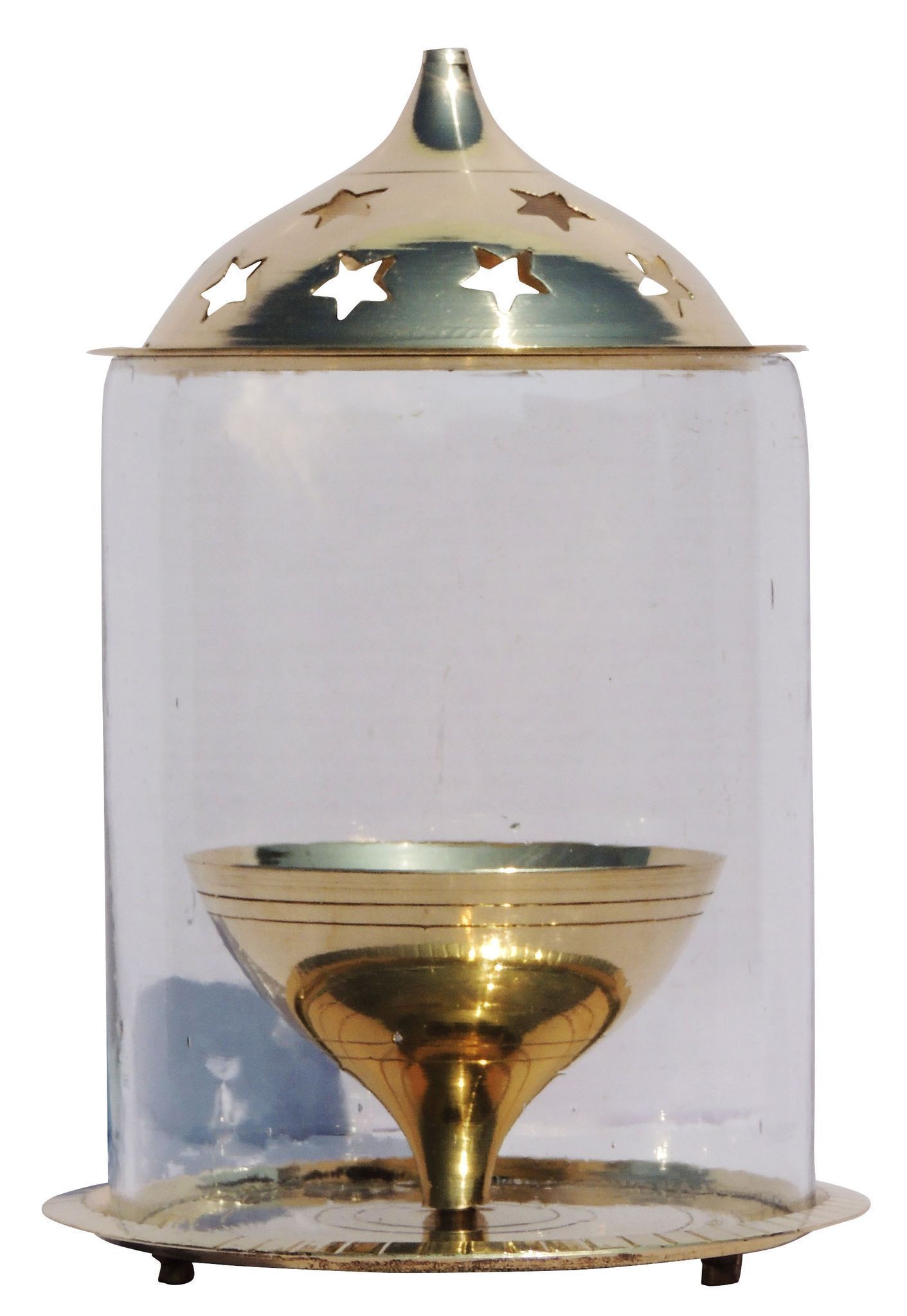 Brass Table Decor Oil Lamp Deepak Chimney (Z014/8) — 7.2"