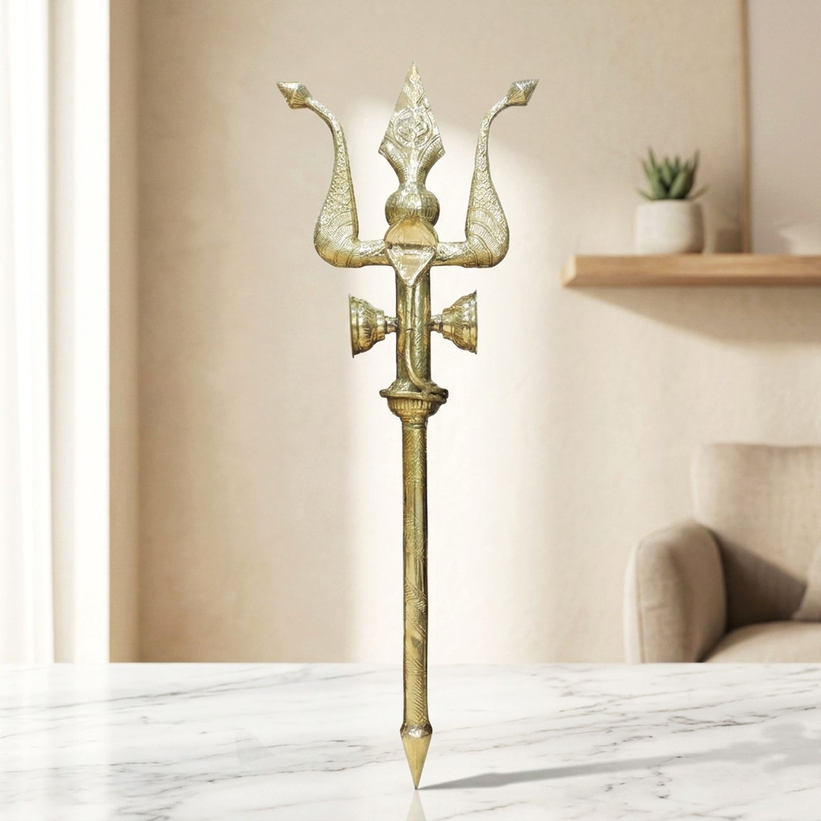 Brass Trishul — 44.5"