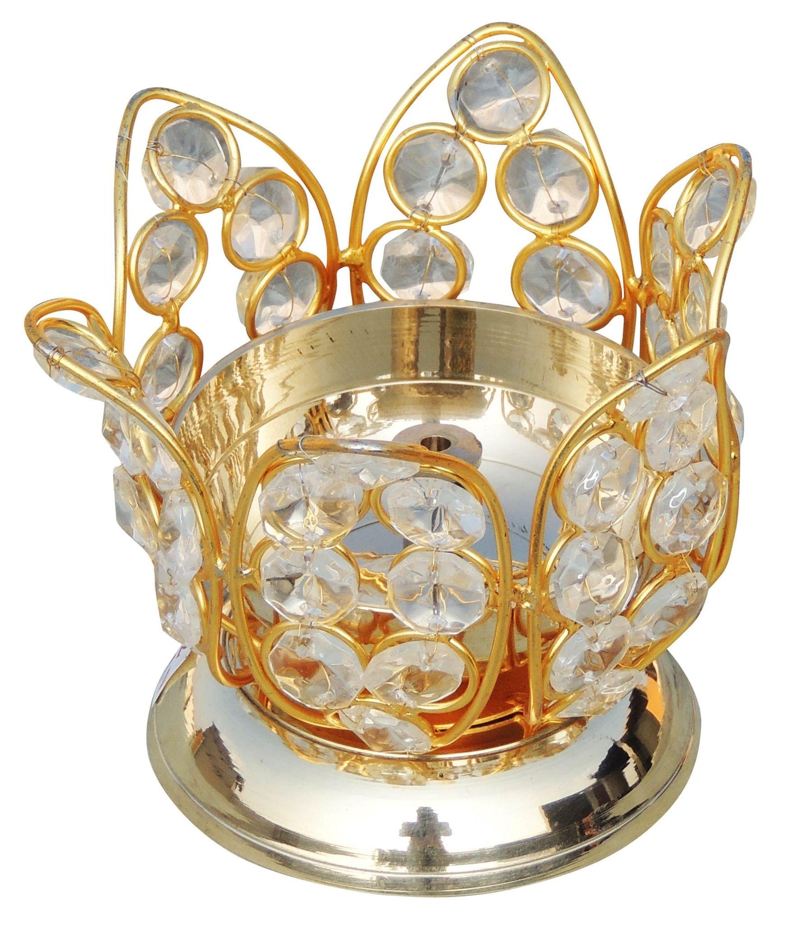 Brass Table Decor Oil Lamp Deepak Crystal — 3.8"