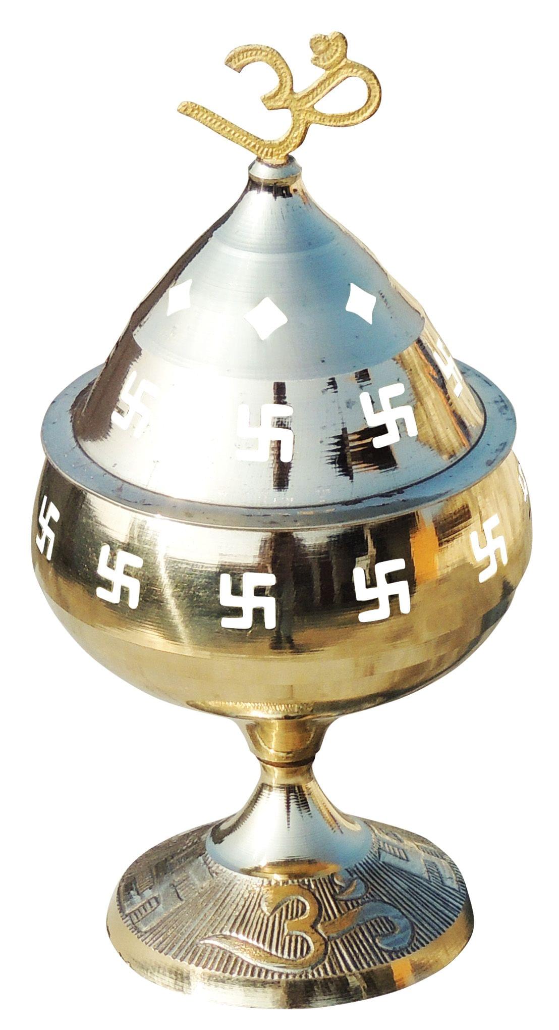 Brass Table Decor Oil Lamp Om Pakija Deepak — 7.5"