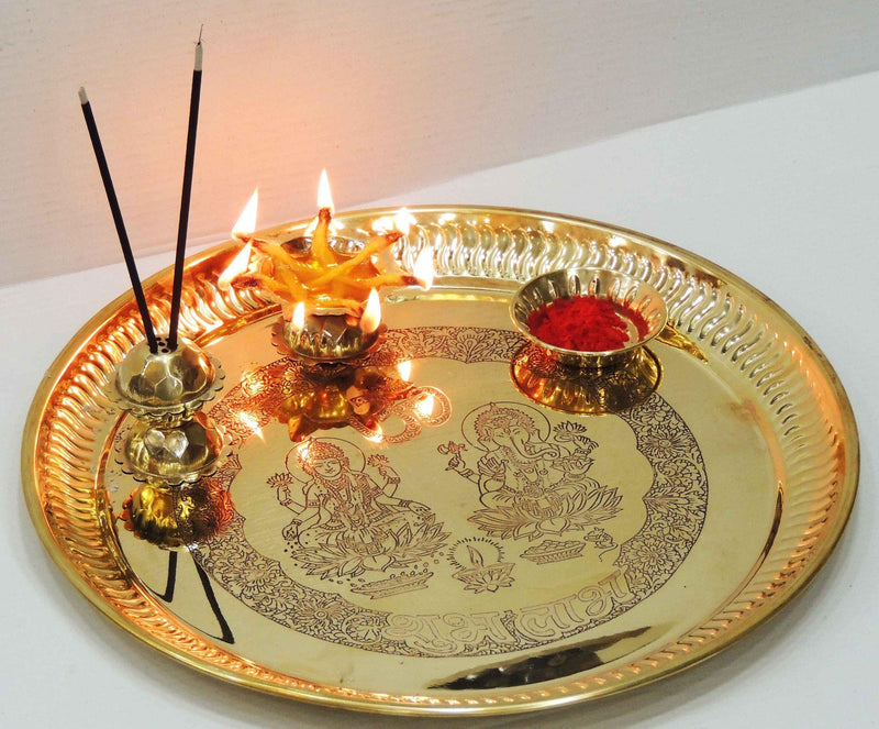 Brass Pooja Thali Set — 1.8"