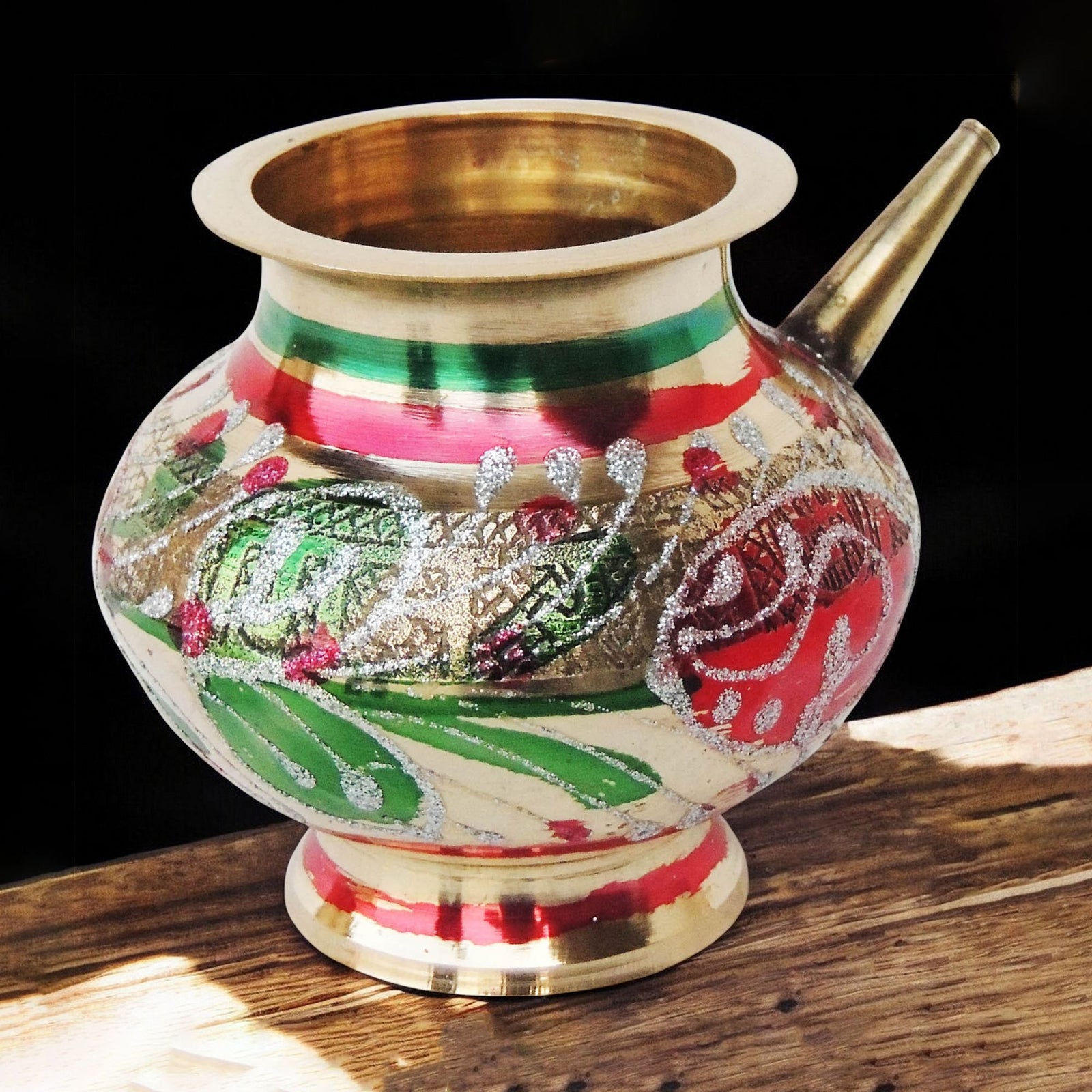 Brass Karwa Meena 10 , 340 ML — 3.7"