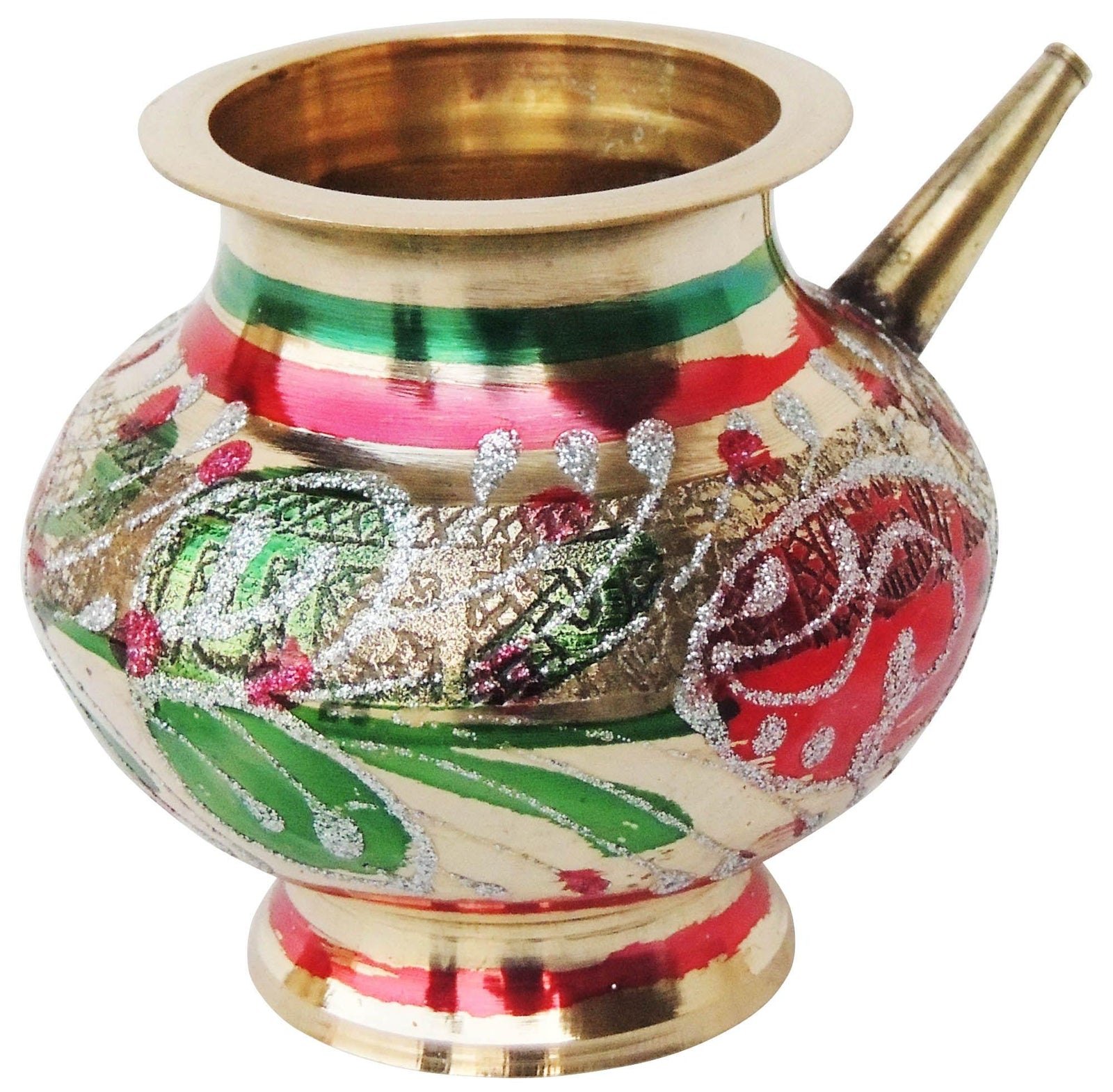 Brass Karwa Meena 10 , 340 ML — 3.7"