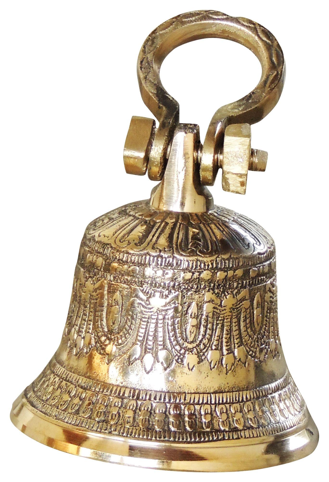 Brass Temple Pooja Bell, Ghanta Embose — 5.5"