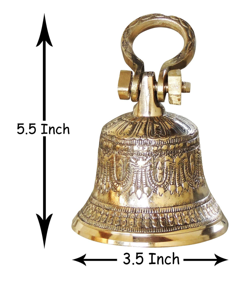 Brass Temple Pooja Bell, Ghanta Embose — 5.5"