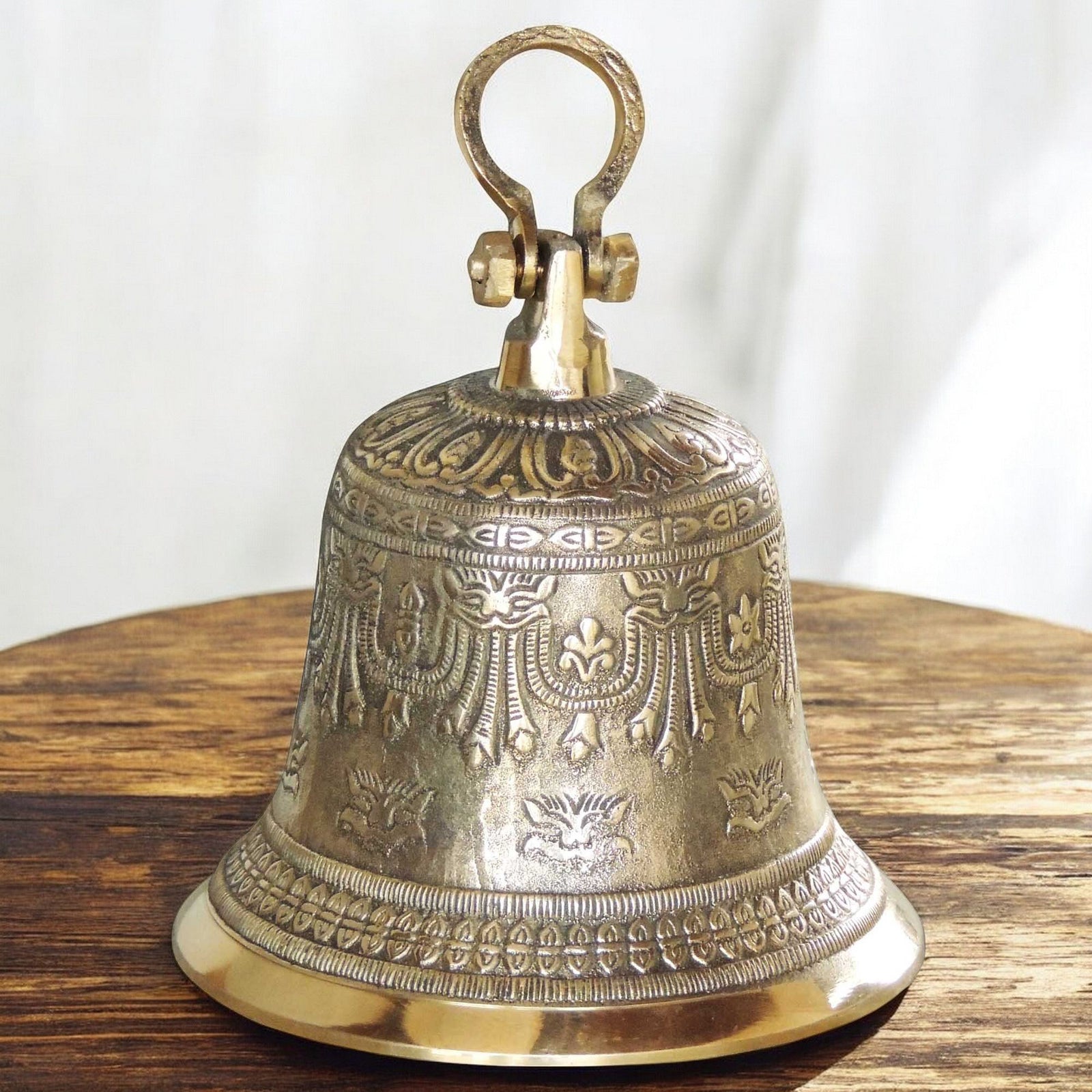 Brass Temple Pooja Bell, Ghanta Embose — 10.5"