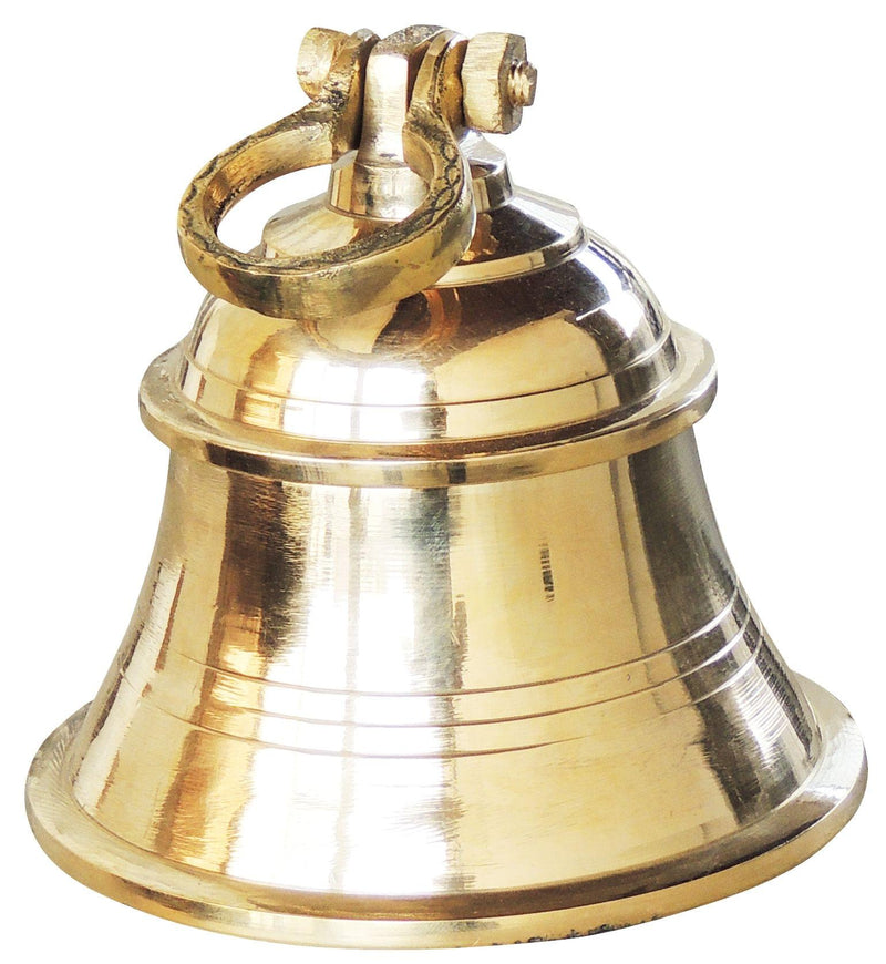 Brass Temple Pooja Bell, Ghanta Plain — 8"