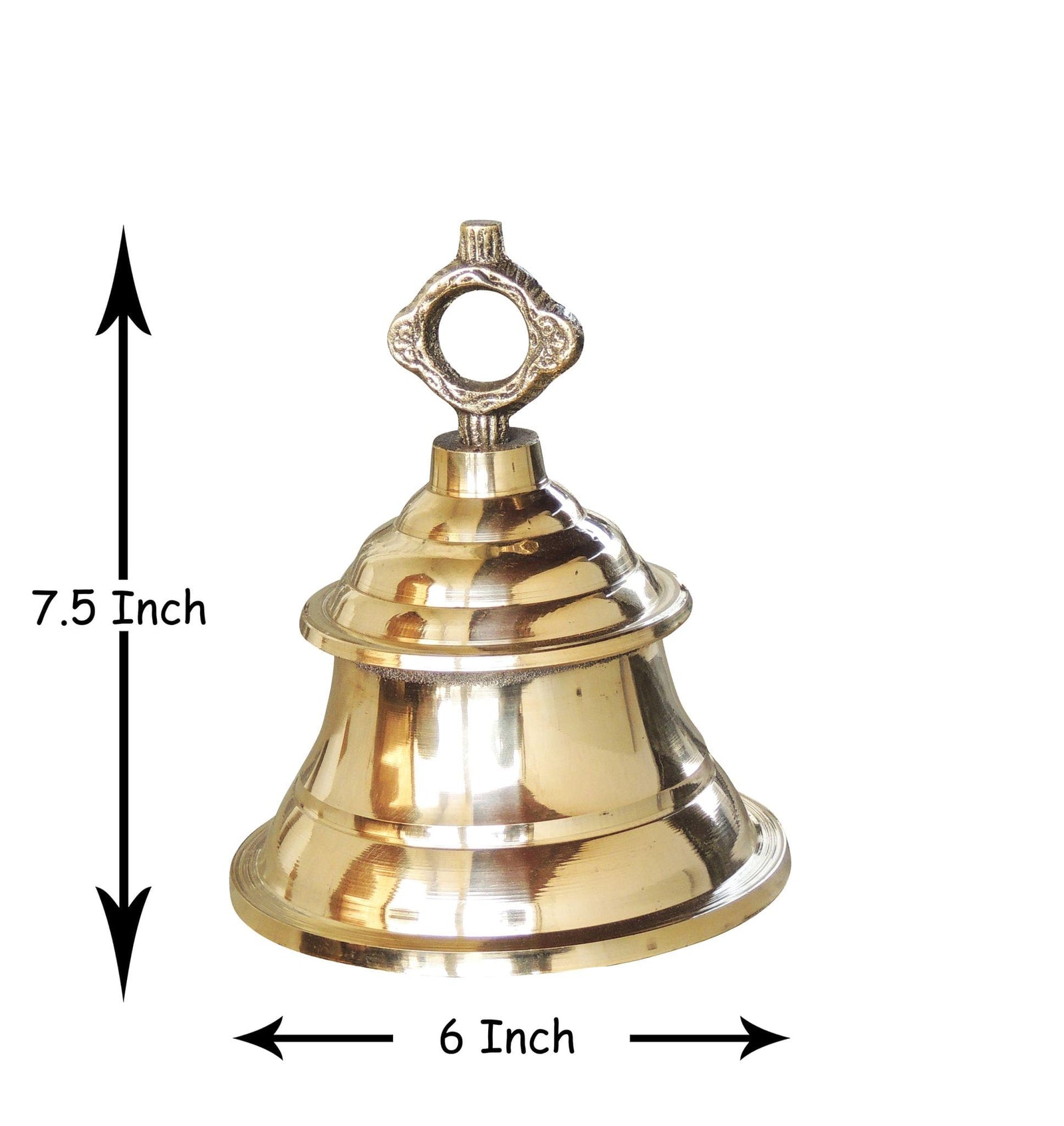 Brass Temple Pooja Bell, Ghanta 6*6*7.5 Inch — 7.5"