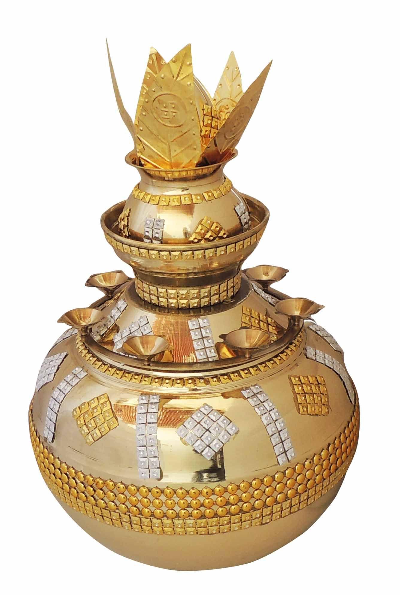 Brass Double Mangal Kalash , 10 Liter, 650 ML — 18"