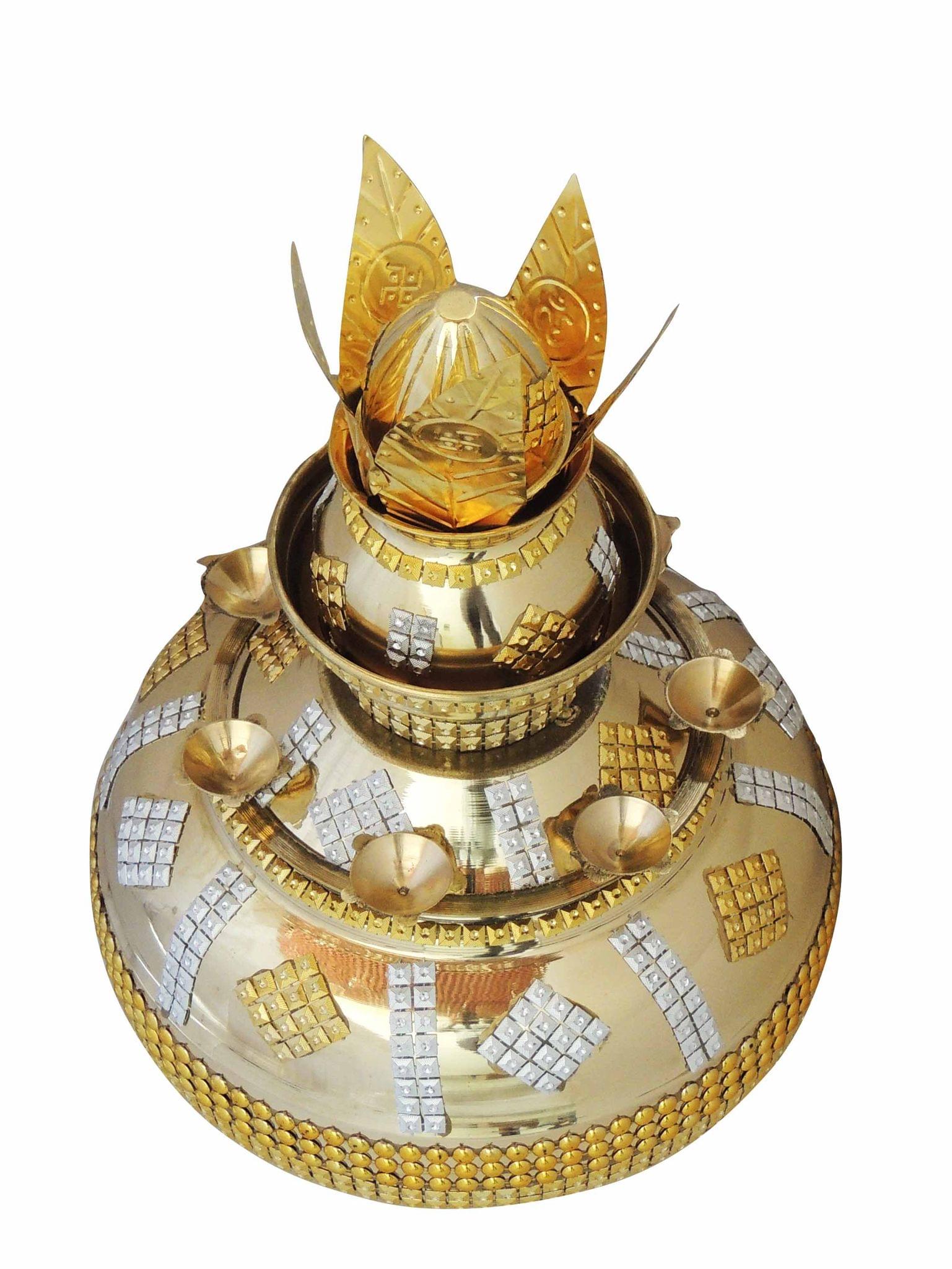 Brass Double Mangal Kalash , 10 Liter, 650 ML — 18"
