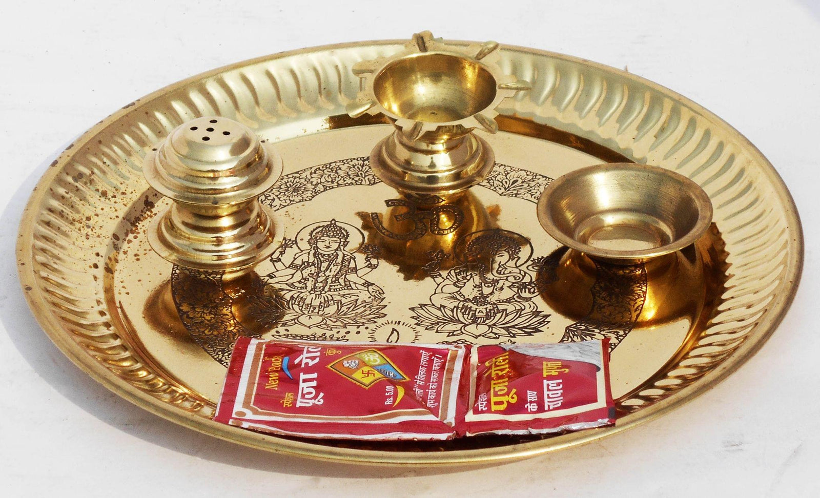 Brass Pooja thali iching — 1.8"