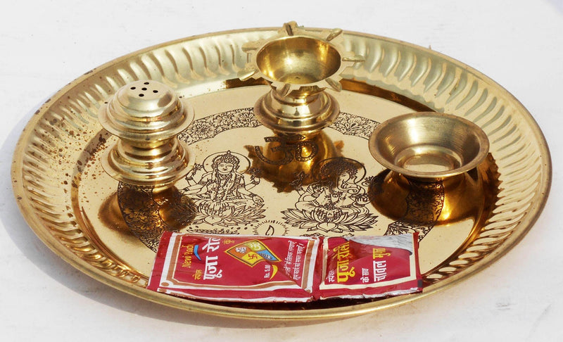 Brass Pooja thali iching — 1.8"