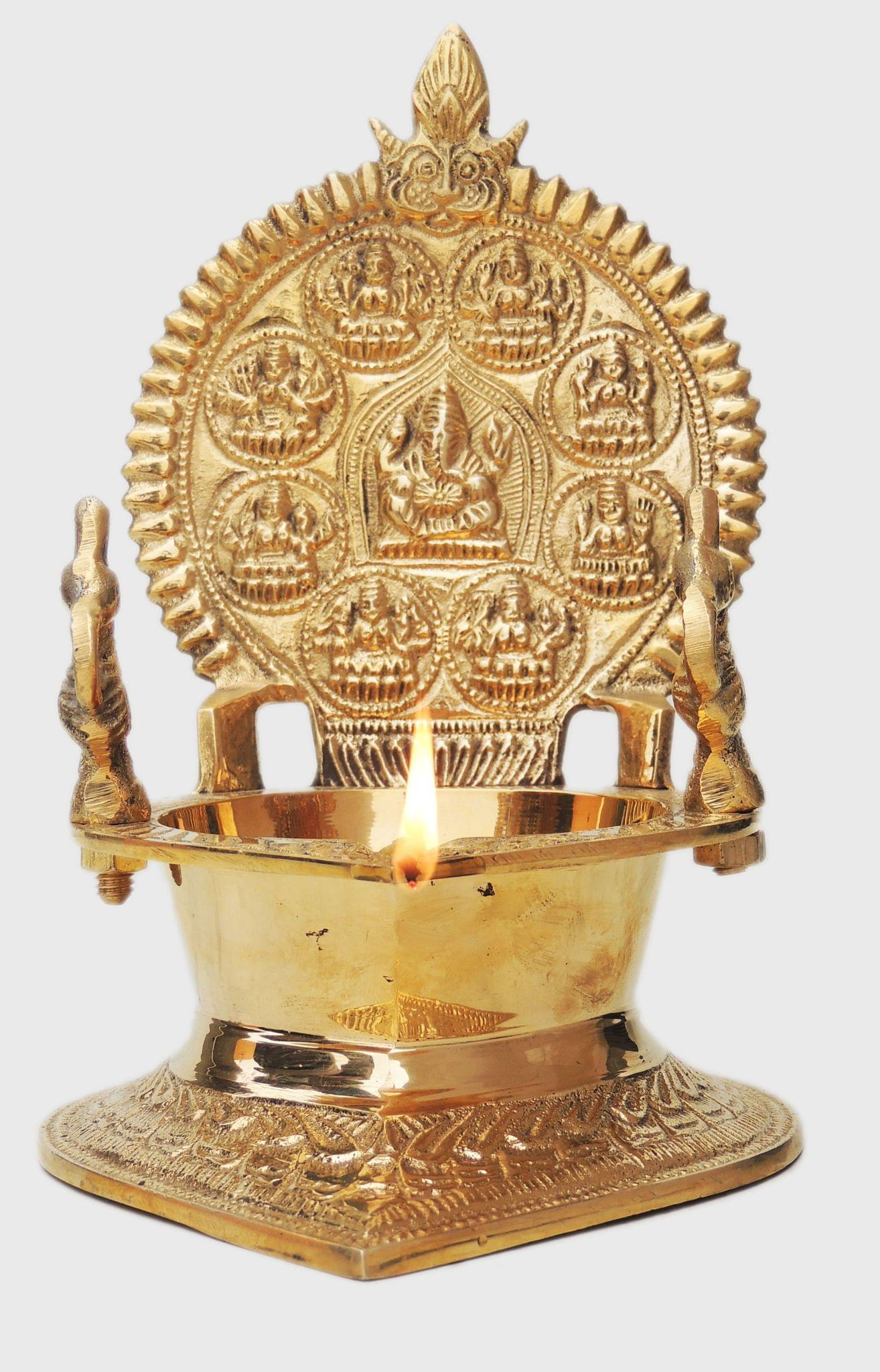 Brass Table Decor Oil Lamp Kamakshi Deepak — 7.1"