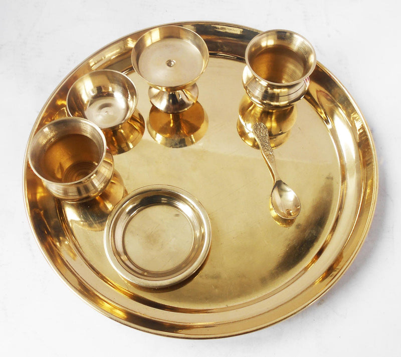 Brass Jain Swaraj Puja Thali Set — 1"