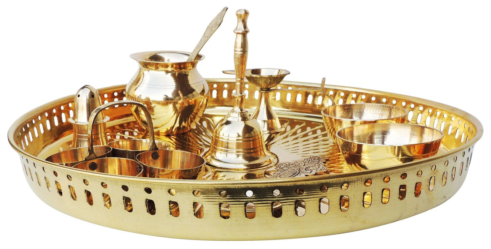 Brass Puja Thali Set Multiple Items — 1.6"