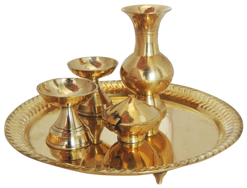 Brass Temple Pooja Thali — 4.5"