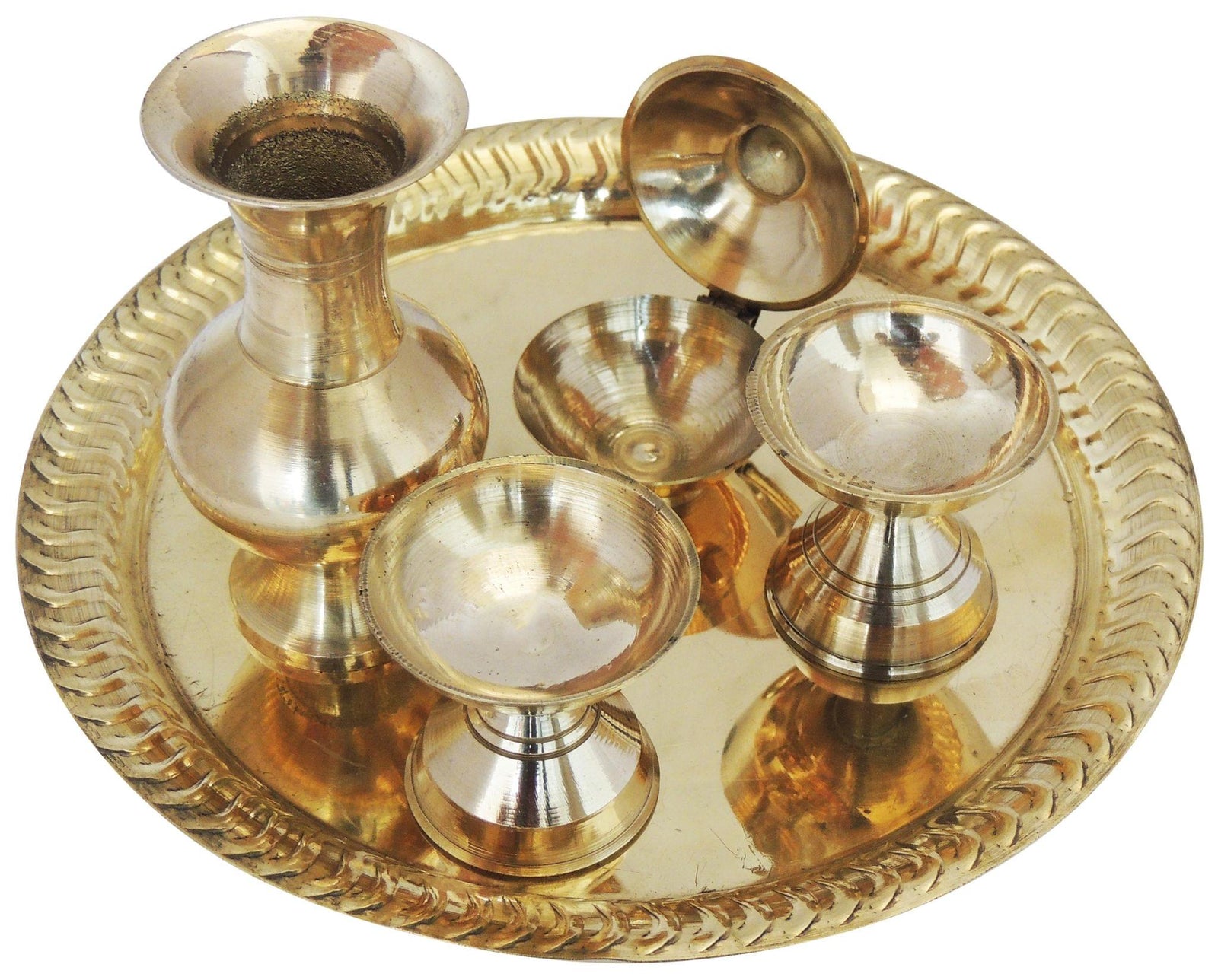 Brass Temple Pooja Thali — 4.5"