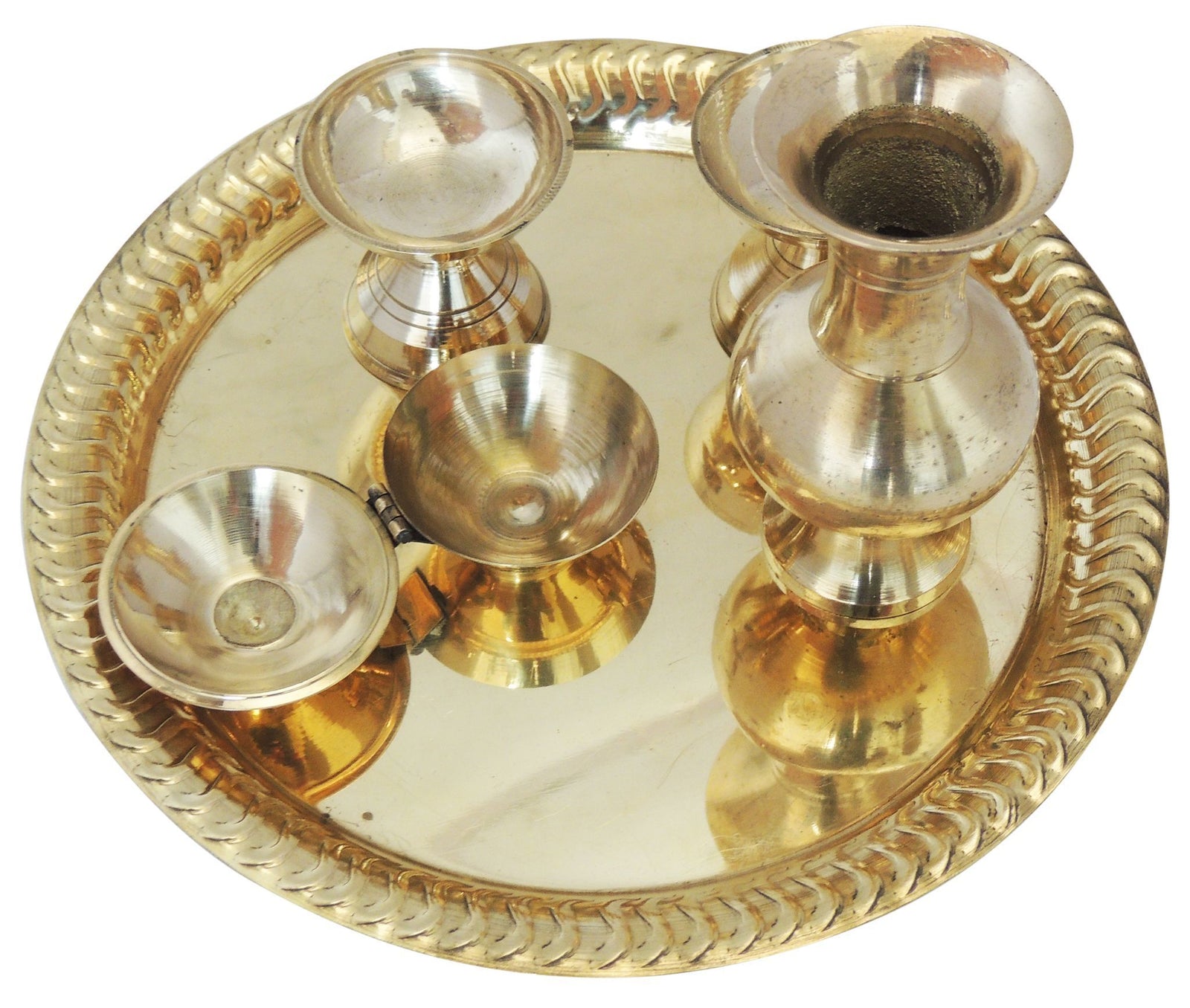 Brass Temple Pooja Thali — 4.5"