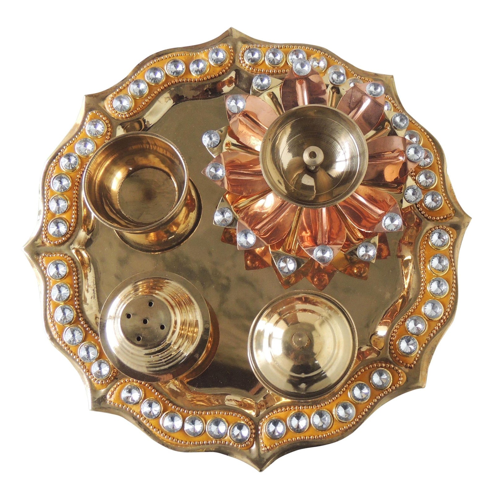 Brass Pooja thali Fancy -8*8*1.5