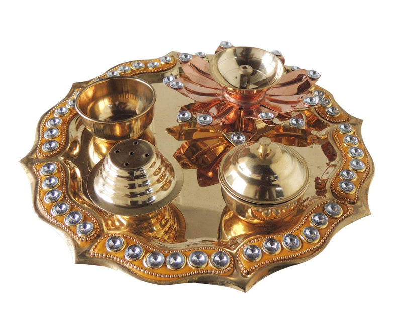 Brass Pooja thali Fancy -8*8*1.5