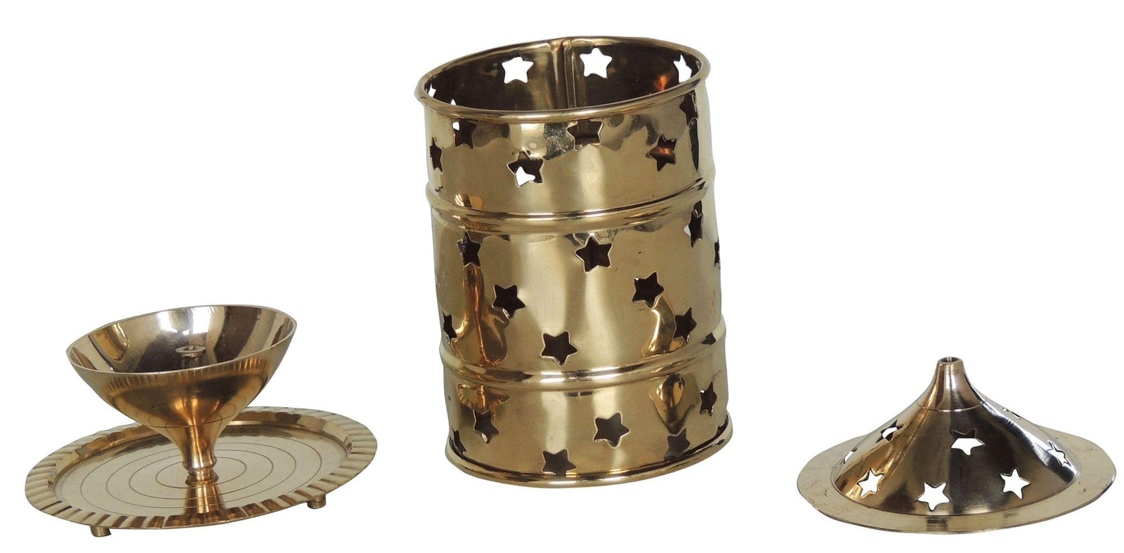 Brass Table Decor Oil Lamp, Deepak — 6.5"