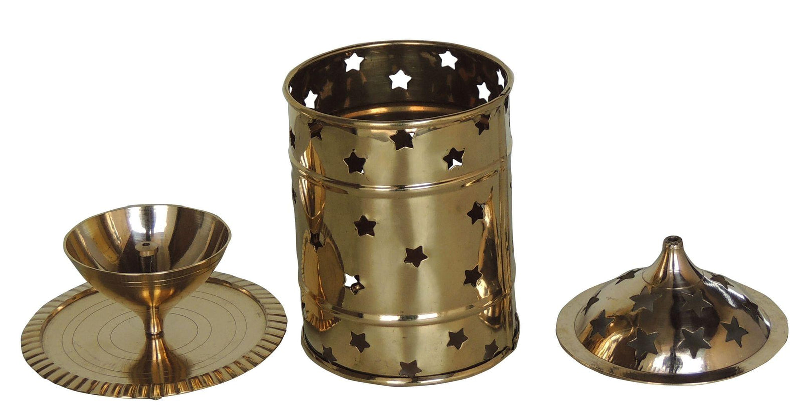 Brass Table Decor Oil Lamp, Deepak — 7.2"