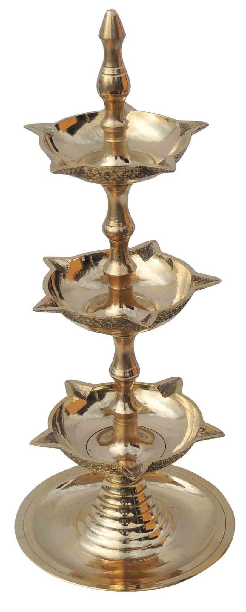 Brass Step Deepak Diya — 8.5"