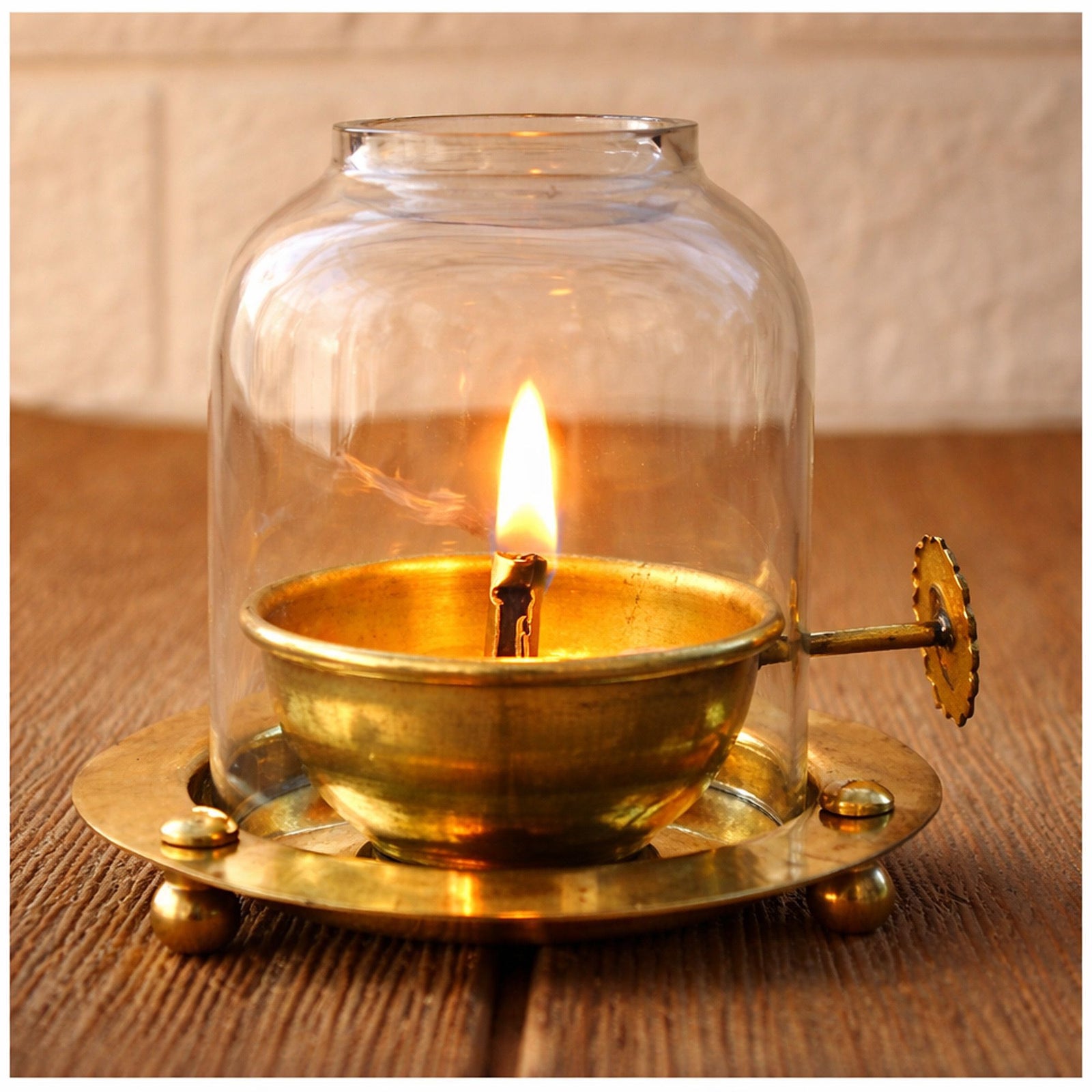 Brass Table Decor Adjustale Wick Oil Lamp Deepak , 50 ML — 3.3"