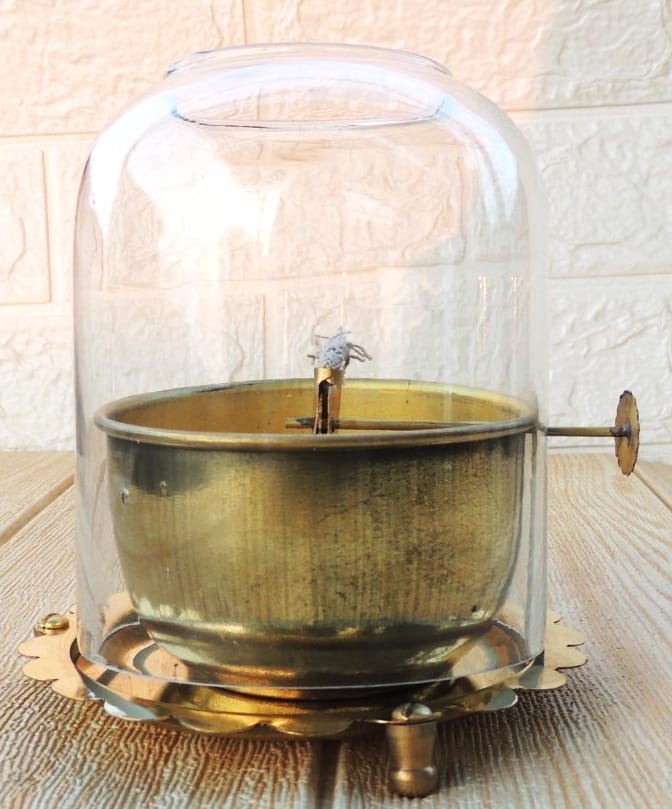 Brass Table Decor Adjustale Wick Oil Lamp Deepak , 150 ML Inch — 4"