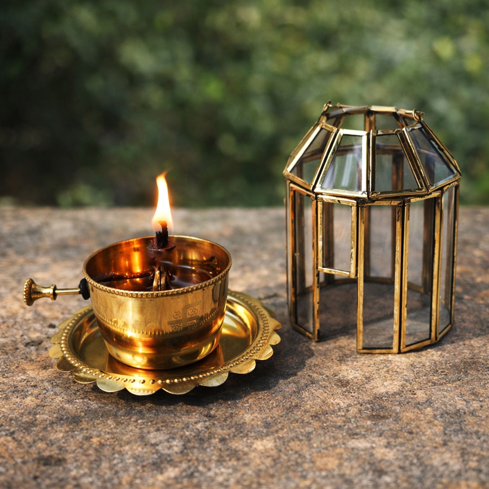 Brass & Glass Akhand Deepak — 5.5"